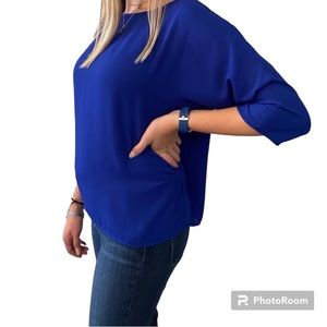 INC International Concepts Women’s Blue Shirt Top 3/4 Sleeve Beautiful